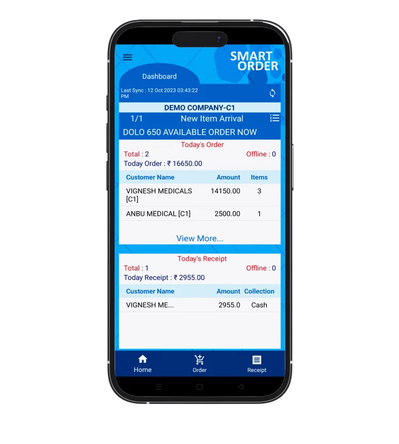 Smart Order App for placing pharma orders through billing software